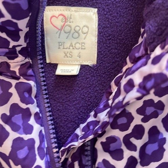 The Children's Place Girls Size XS 4 Purple  Animal Print Leopard Vest - Picture 3 of 3